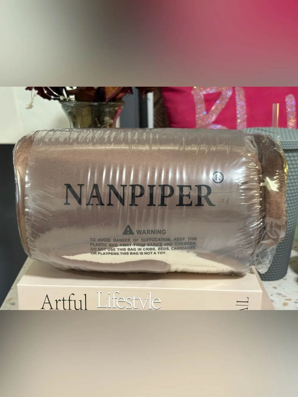 The NANPIPER Reversible Sherpa Flannel Blanket in the 50